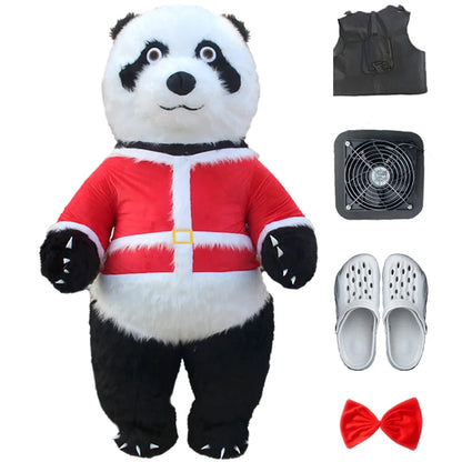 Fantasia Inflável Papai Noel Pelúcia e Raje Inflável Boneco de Neve Adulto