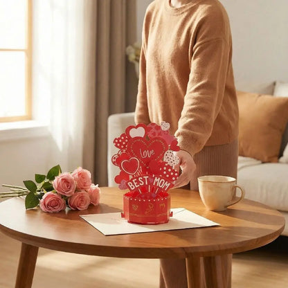 Cartão Pop Up 3D da Filha Cartões Feliz Dia das Mães para Melhor Mãe Cartão 3D Envelope