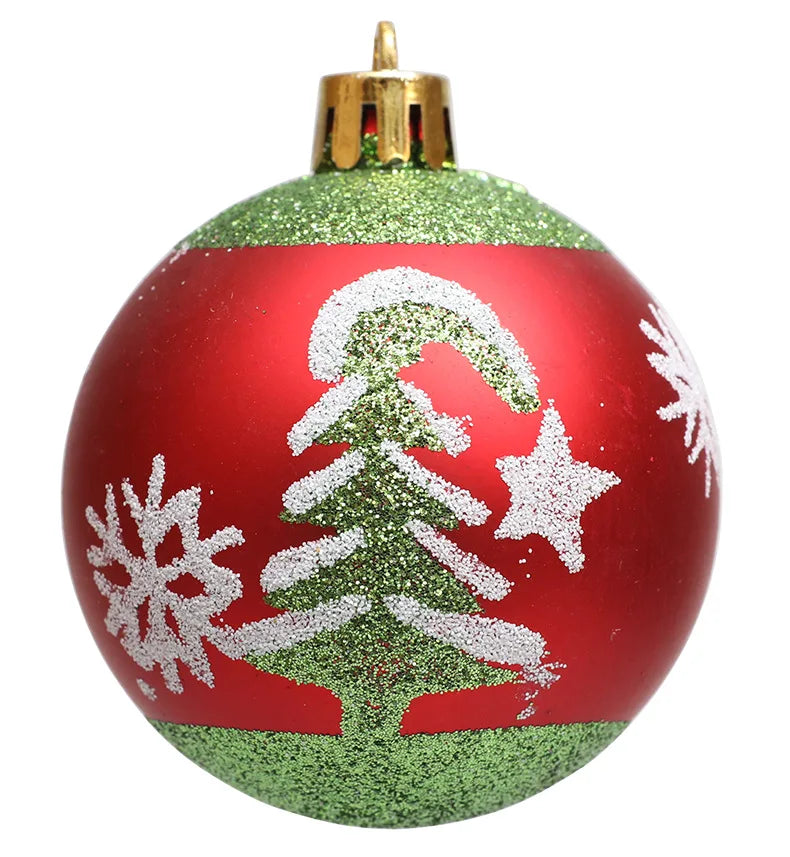 Bola de Natal Verde Branco Vermelho 6 Bolas de Natal Enfeite de 2,4 Polegadas Brilhantes