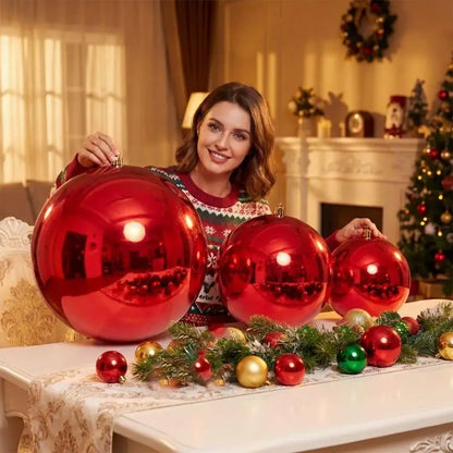 Bola de Natal Gigante Shopping 1 Peça de 25/30/40cm Grande Brilhante Bola Natal Vermelho