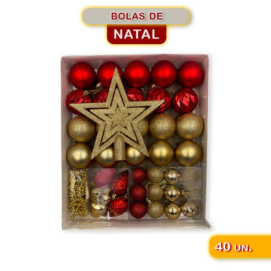 Kit 38 Bolinhas Natalina para Decorar Enfeite Pendurar Arvore