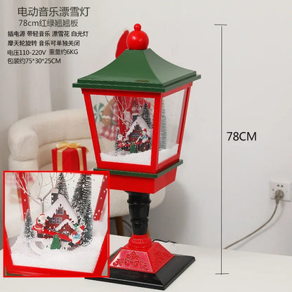 Poste lanterna natal decorativa com luz LED poste decorativo papai Noel Natal Luz e Neve