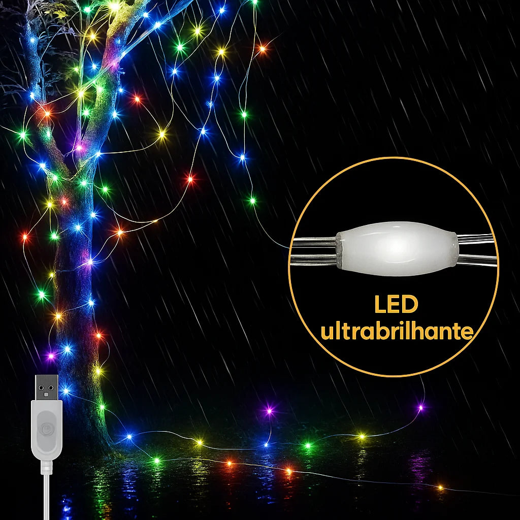 Fio de Fada LED Smart Decoração Cordão de Luz RGB 10 Metros Fita Led Fada Led Smart