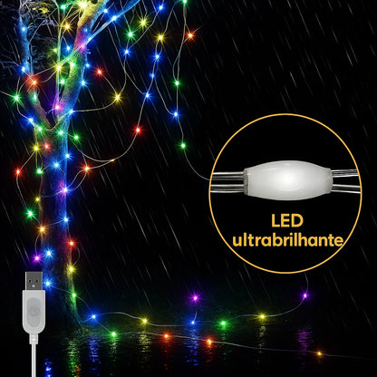 Fio de Fada LED Smart Decoração Cordão de Luz RGB 10 Metros Fita Led Fada Led Smart