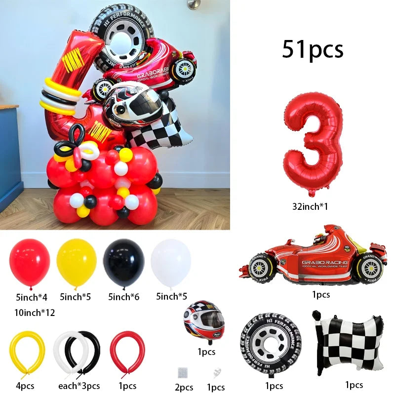 Kit Festa Hot Wheels Conjunto de 51 peças para decoração de festa com tema de corrida