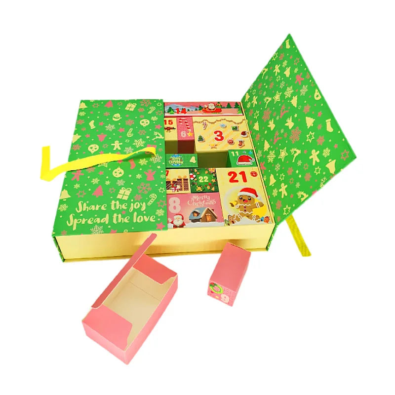 Calendário Advento Natal 3d Calendário de Natal com 24 gavetas para armazenamento