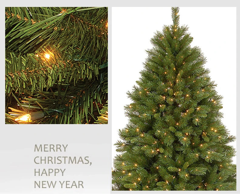 Árvore de Natal artificial PE e PVC, árvore de neve artificial com agulha intensiva suporte