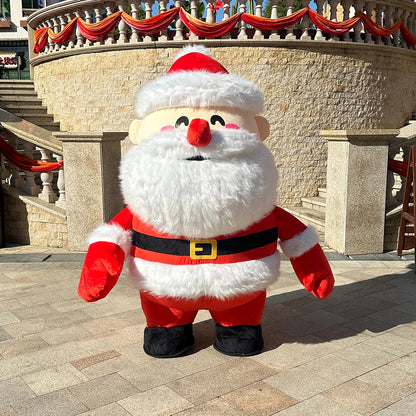 Fantasia Inflável Papai Noel Pelúcia e Raje Inflável Boneco de Neve Adulto