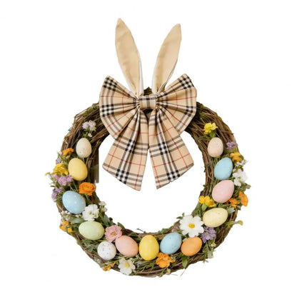 Guirlanda de coelho para porta da frente – reutilizável para primavera, guirlanda de porta
