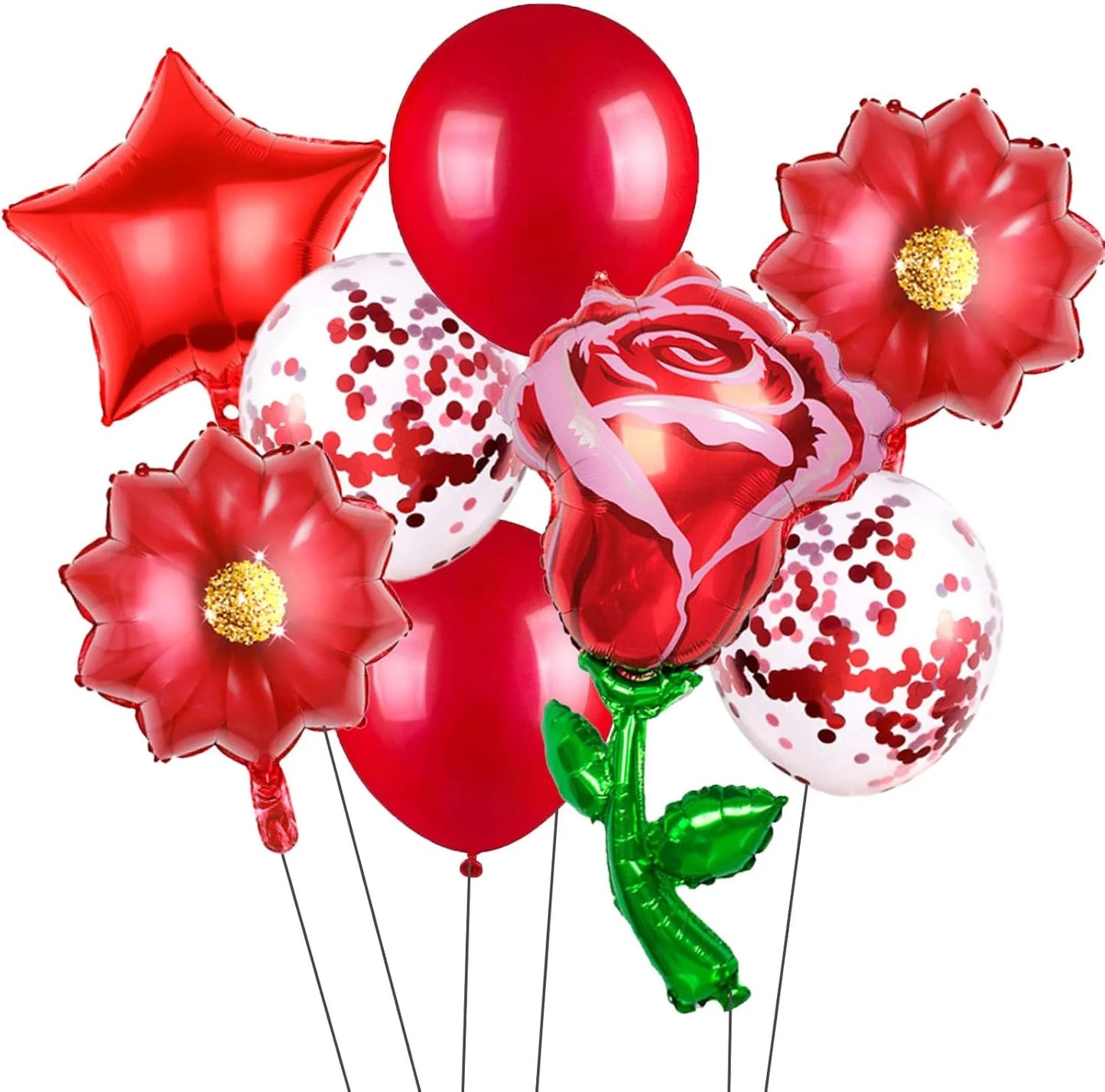 Balões Feliz Dia das Mães 8 peças vermelho e rosa fantasias, balões metalizados, festas