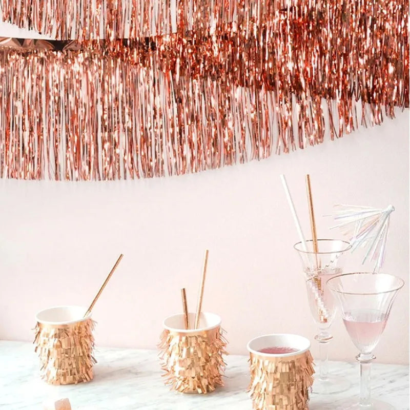 Cortina Laser 1/2 pacotes de franja de folha metálica, boias de desfile para pendurar parede