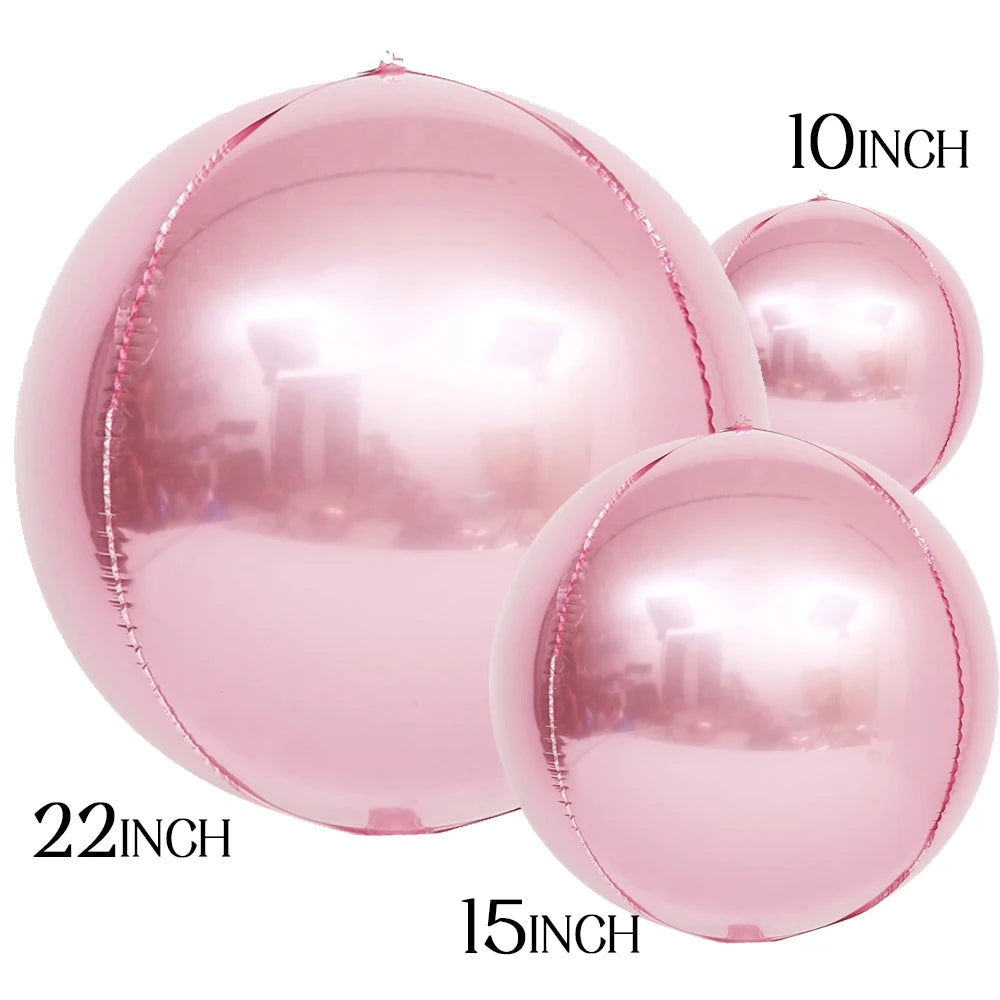 Balões 4D de ouro rosa de 15 polegadas, balões metalizados grandes, balões esféricos