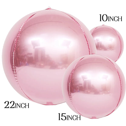 Balões 4D de ouro rosa de 15 polegadas, balões metalizados grandes, balões esféricos