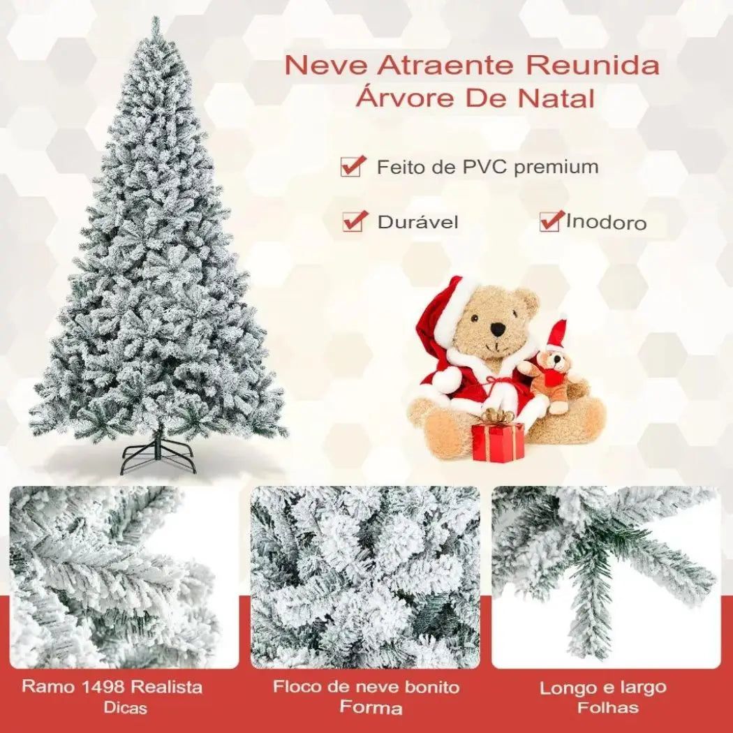 Árvore de Natal Branca 1.80 Luxo Grande Nevada Pinheiro Cheia 450 Galhos Alpina