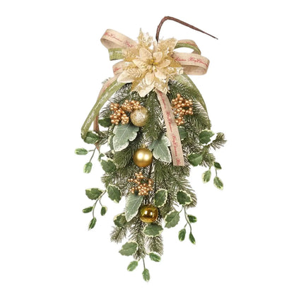 Guirlandas Coroa de Natal Guirlandas Coroa dourada com formato de sino e folhas pinheiro