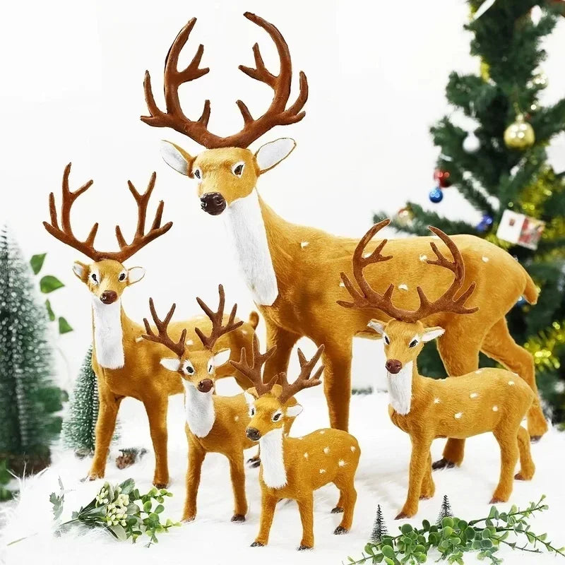 Rena de Natal Adorável Alce Escultura de Natal Design Realista Mini Enfeites de Veado