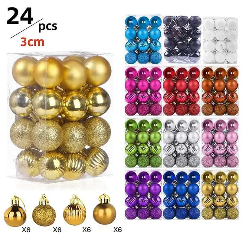 Bolas de Natal 24 Peças de Enfeites de Bola de Natal de (3cm)/6cm*6cm*6cm*6cm Natal