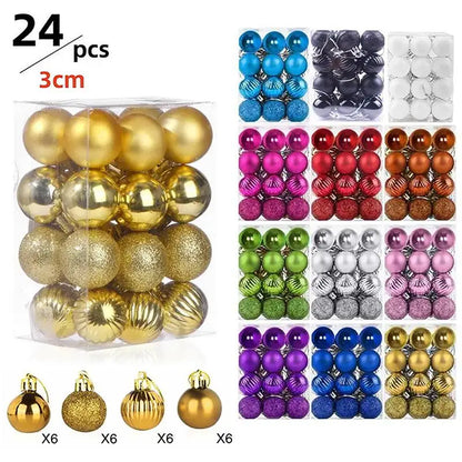 Bolas de Natal 24 Peças de Enfeites de Bola de Natal de (3cm)/6cm*6cm*6cm*6cm Natal