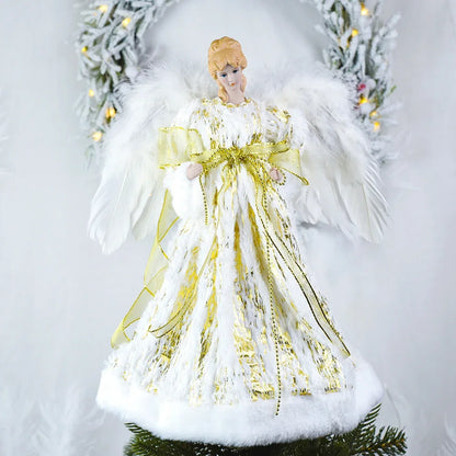 Anjo decorativo para árvore de natal enfeite de árvore de anjo Natal de 40,64cm com asas