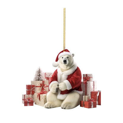 Nature Vibe 12,6 polegadas Sisal urso polar mãe e bebê decorações de Natal