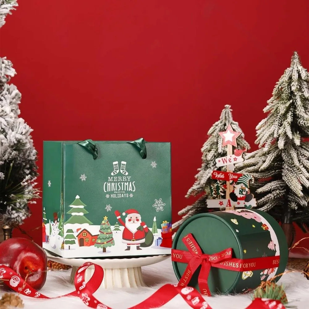Caixa de Presente Cilíndrica de Doces de Natal, Embalagem Sobremesa Mousse Qualidade