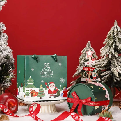 Caixa de Presente Cilíndrica de Doces de Natal, Embalagem Sobremesa Mousse Qualidade