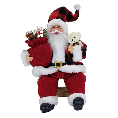 Boneco Papai Noel Casaco 30cm Enfeite Natalino Luxo Decoração Premium