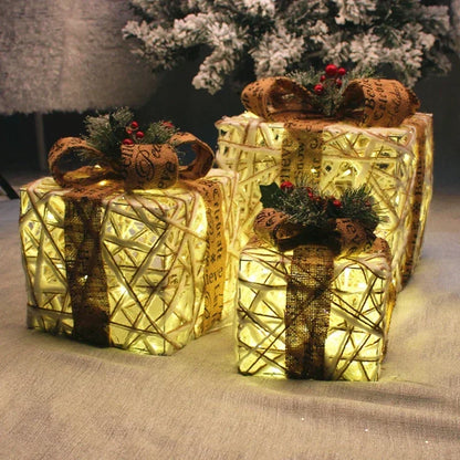 Caixas de presente, decorações de Natal, conjunto de 3 caixas vermelhas festa e feriado