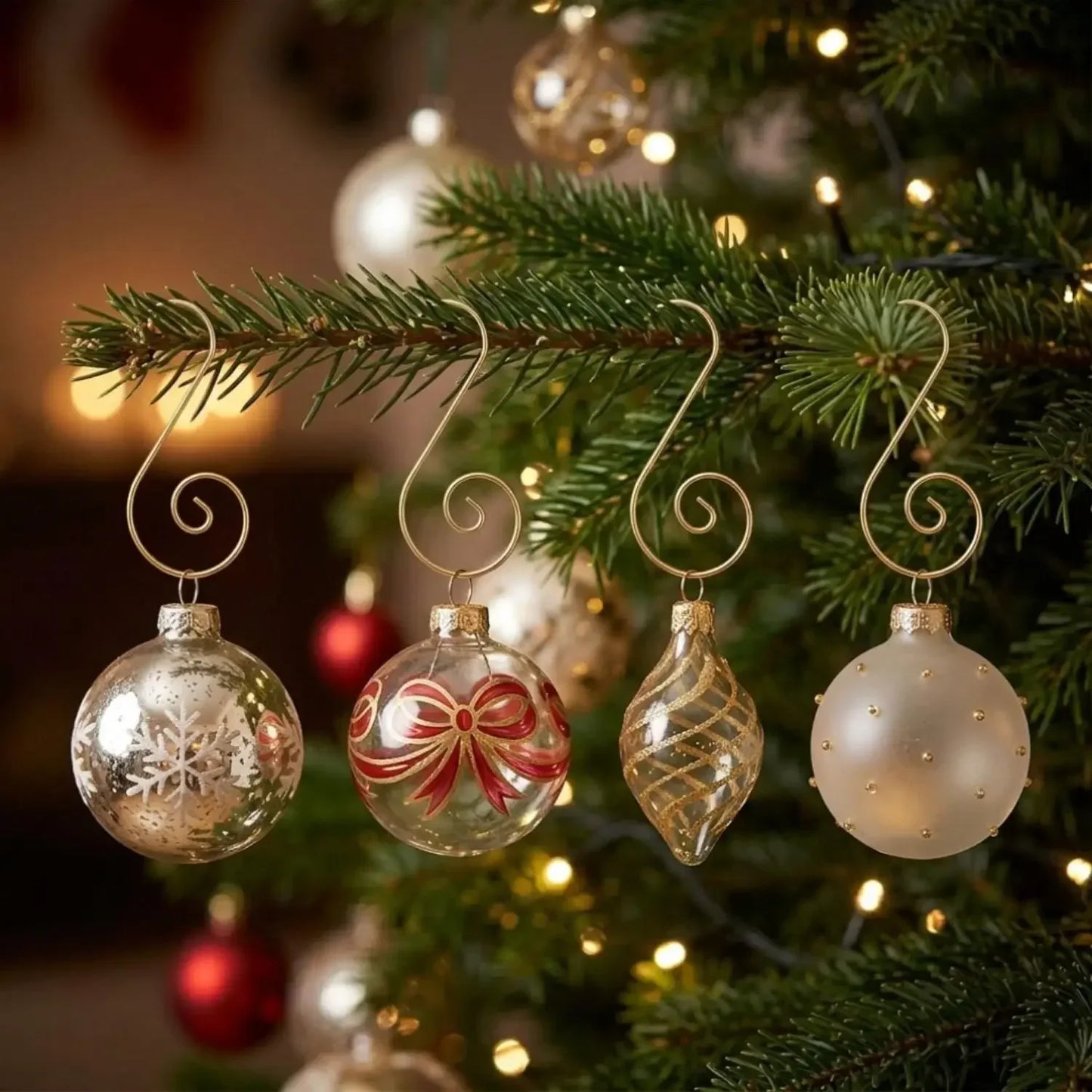Gancho S para árvore de Natal Pacote com 100 Ganchos de Enfeite Verde Cabides de Natal