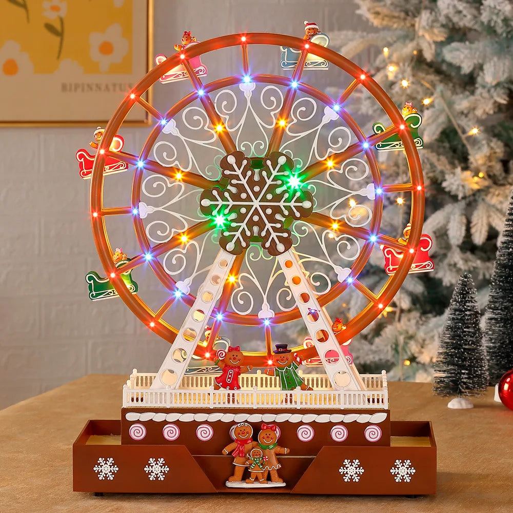 Roda-Gigante de Natal com luzes LED, Decorações Animadas de Natal Grandes de 50cm
