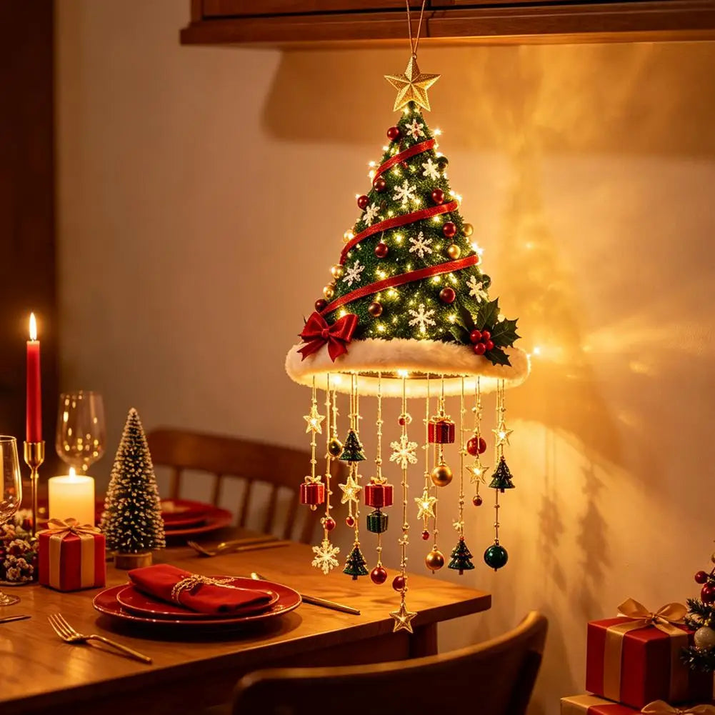 Luminária Pendente / Enfeite de Natal em Formato de Sino ou Chapéu de Papai Noel com LED