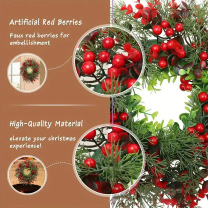 Guirlanda de Natal Artificial com Folhagem Verde e Frutas Vermelhas (Semelhante a Modelos 40cm a 45cm
