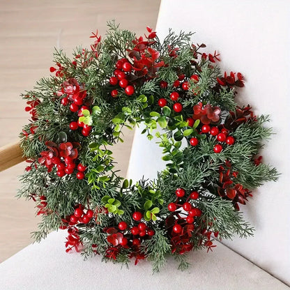 Guirlanda de Natal Artificial com Folhagem Verde e Frutas Vermelhas (Semelhante a Modelos 40cm a 45cm