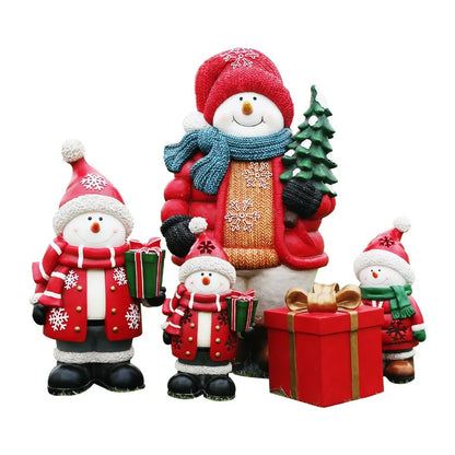 Kit Estátua de Papai Noel e Boneco de Neve em Fibra de Vidro e Decoração Natal Shopping