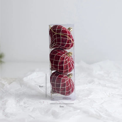 Bola de Natal Vinho vermelho Pingente De Bola De Natal De Veludo, Enfeites De Árvore