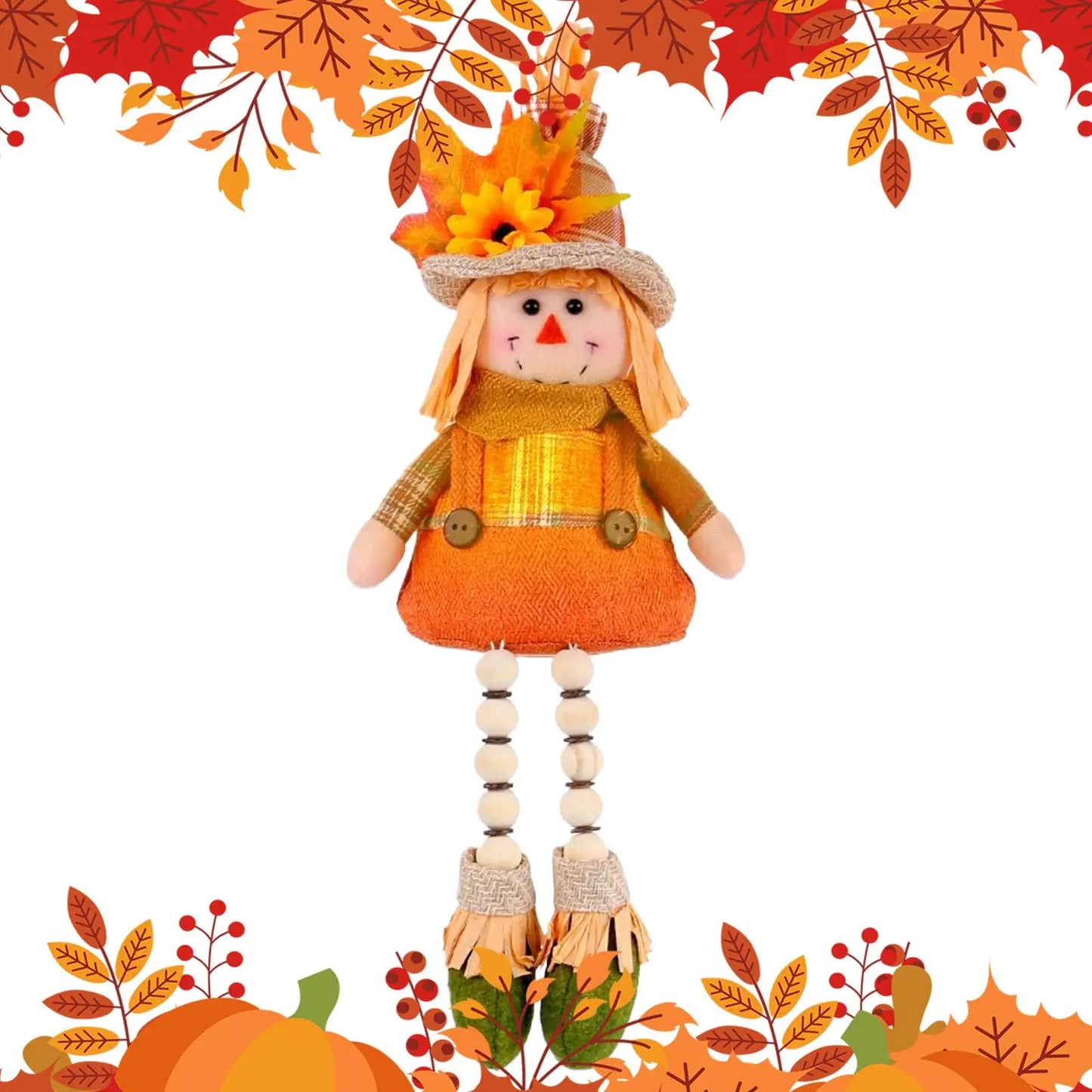 Boneco de Festa Junina Espantalho de pelúcia iluminado de 38 cm com pernas penduradas