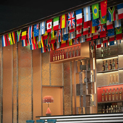 Kit Cordão Varal Bandeirolas Bandeiras 200 Países 14x21cm cordão varal bandeirolas Países