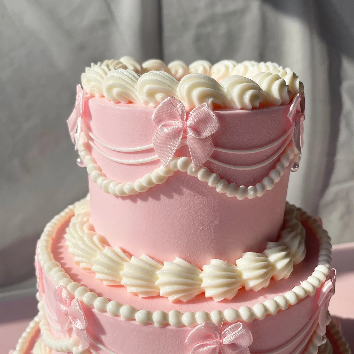 Enfeites Bolo Fake Cupcakes em Arco de Aniversário, Laços de Fita Rosa Claro, Decorações Altas para Arco
