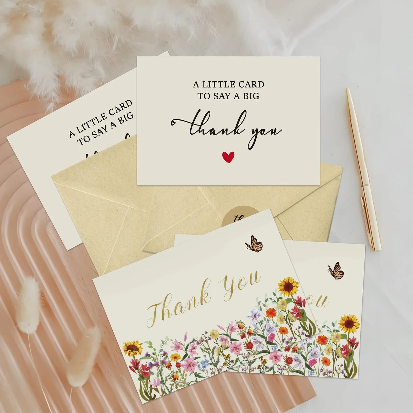 Cartões de agradecimento | Cartões de agradecimento e notas com envelopes |  Presentes