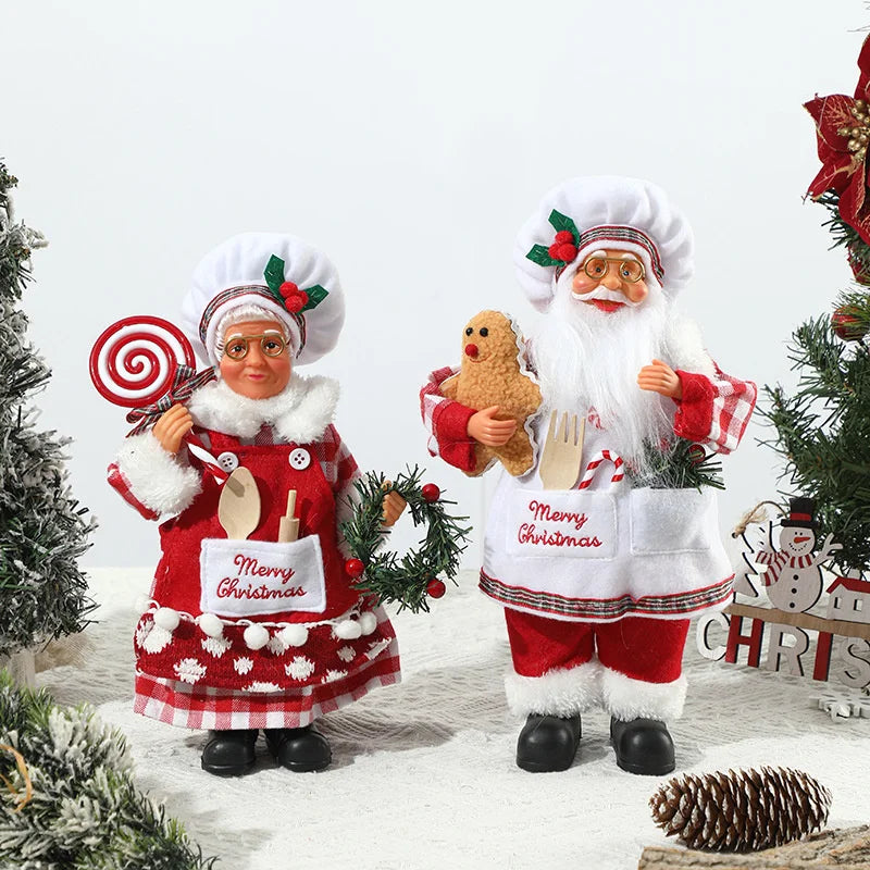 Boneco Papai Noel Cozinheira Estatueta de Chef de Natal, estilo Mamãe Noel, presente