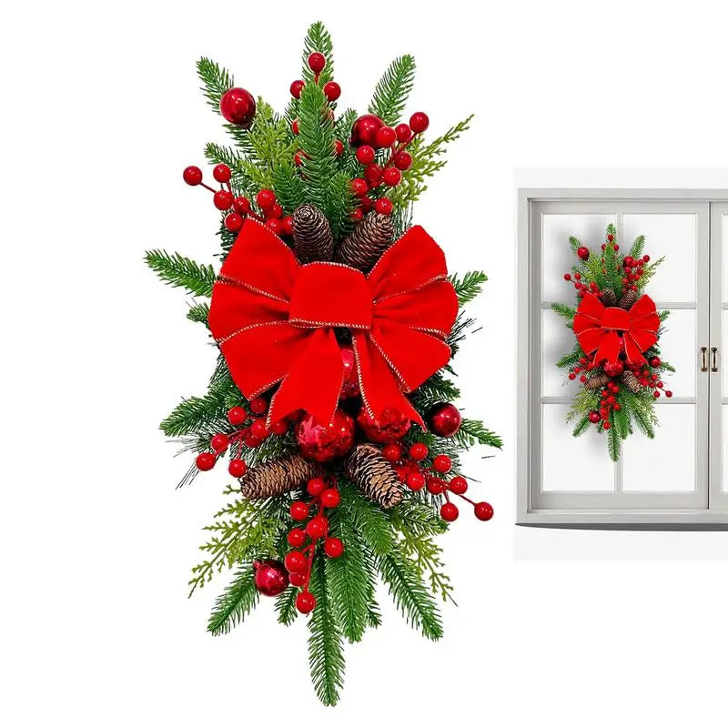 Guirlanda artificial Decoração de Natal Guirlanda Escada Guirlanda Laço Vermelho Pinho