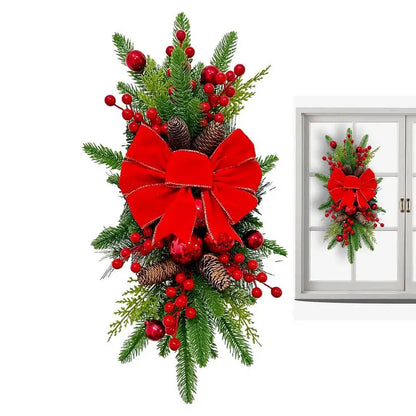 Guirlanda artificial Decoração de Natal Guirlanda Escada Guirlanda Laço Vermelho Pinho