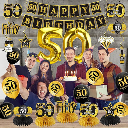 Kit de decoração de aniversário de 50 anos de 50 peças para homens balões