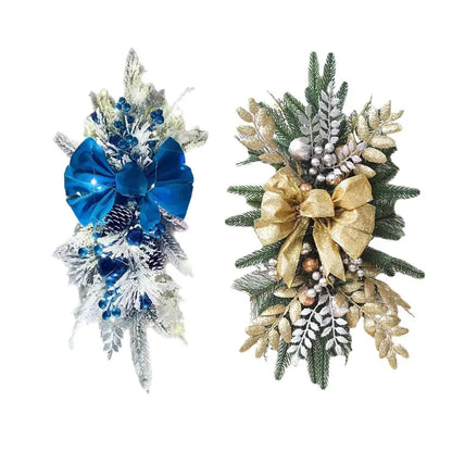 Guirlanda de Natal Decoração Azul e Branco Componente com Guirlanda Dupla de Pinha