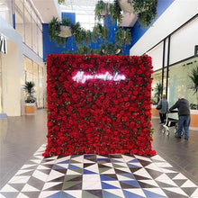 Carregar imagem no visualizador da galeria, Painéis de parede de flores artificiais vermelhas polegadas, tapete de parede de flores
