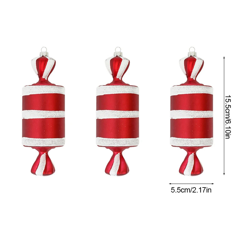 Pingente pirulito Natal pingente de bengala doce vermelha com pirulito de natal 3/6 pcs