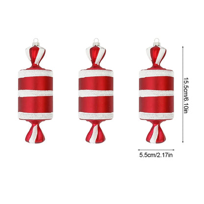 Pingente pirulito Natal pingente de bengala doce vermelha com pirulito de natal 3/6 pcs