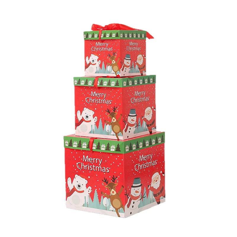 Caixas Natal Lindas 3 Caixas de Presente de Natal com Tampa e Caixas de Natal