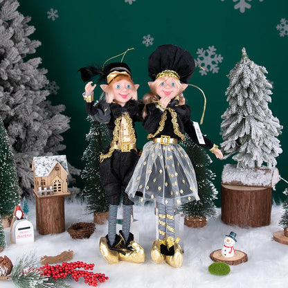 Conjunto de 2 elfos de Natal de 66 cm, adorável elfos vermelhos e verdes para pendurar