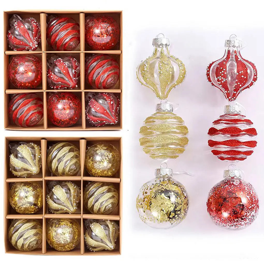 Bola de Natal Colgante de Plástico com Forma de Bolas 9 Peças Enfeites de Bola de Natal